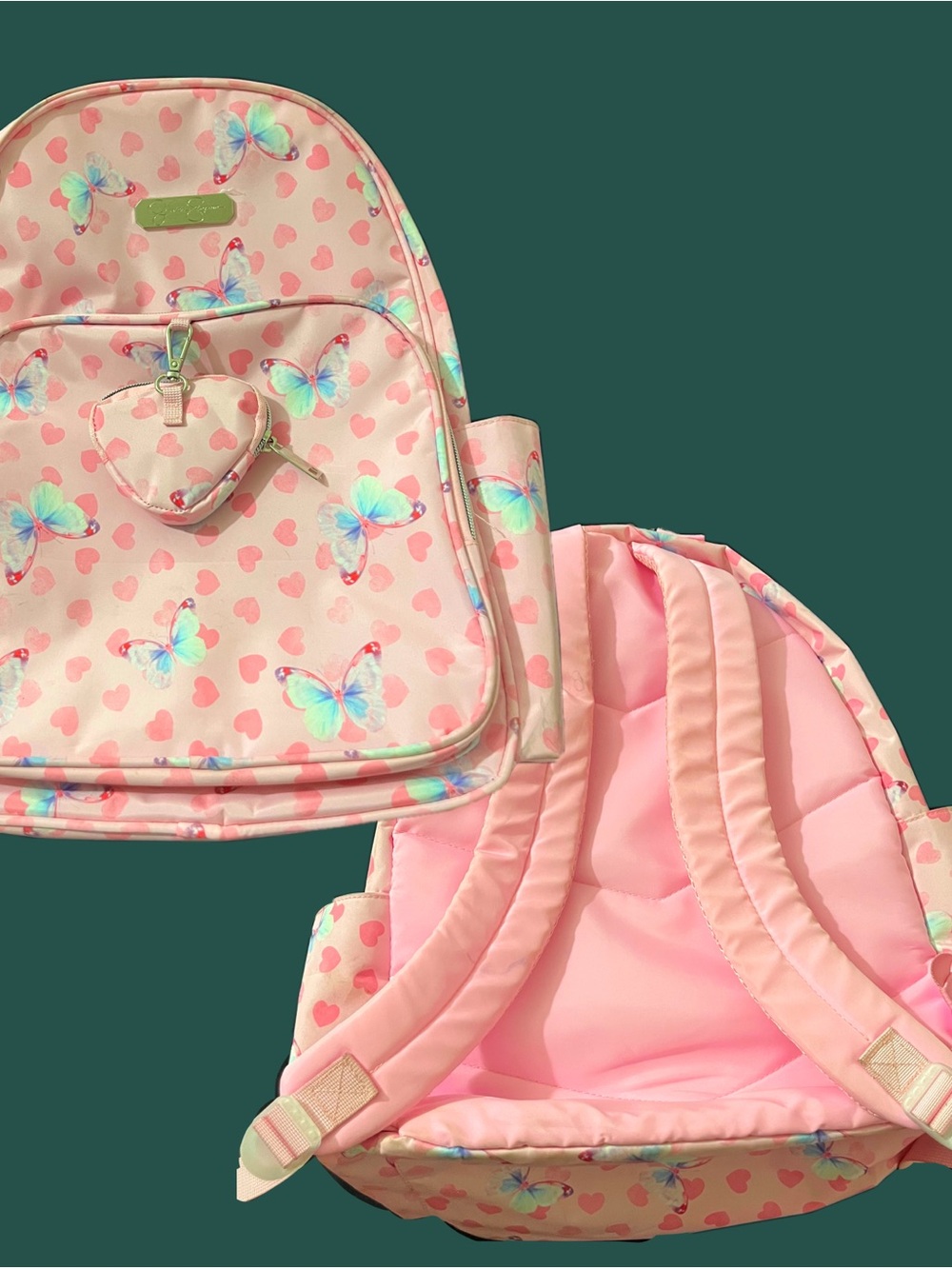 Jessica Simpson Pink Butterfly & Heart Kids Backpack